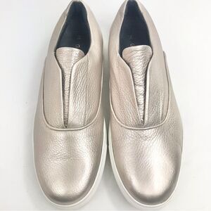 M. Gemi The Stile Gold Metallic Leather Slip On White Sole Deck Shoe Sneaker